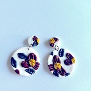Polymer clay flower dangle earrings